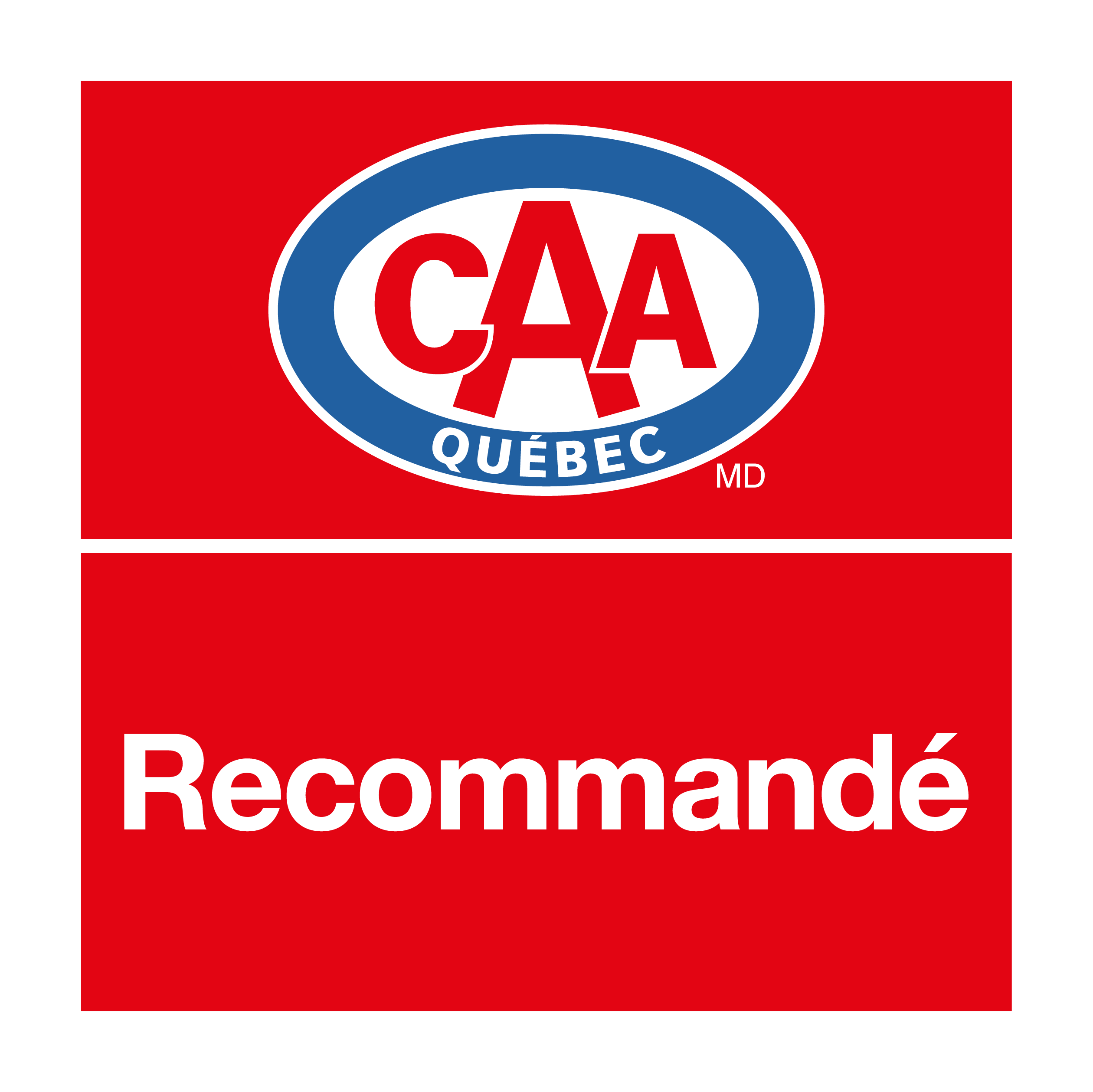 CAA_LogoCarreVRecommande_RVB Logo CAA Québec Recommandé parce que Gouttières MRO est une compagnie recommandée par CAA Québec